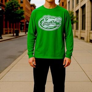 Green Gator Men's LS Tee; St. Patrick’s Day Version